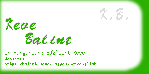 keve balint business card